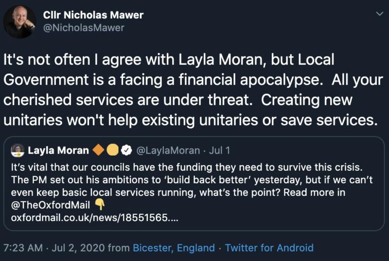 Conservative Councillor Nick Mawer describes funding issue as a 